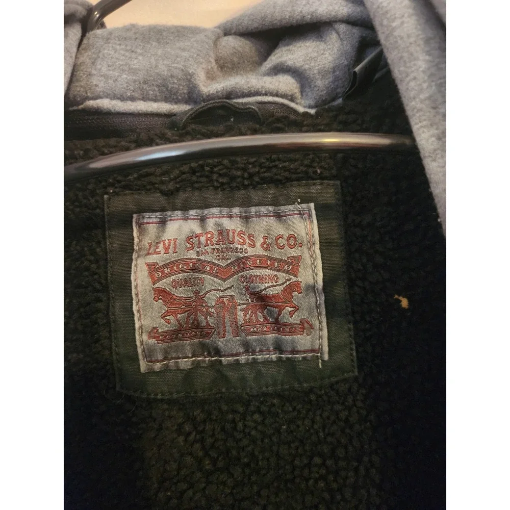 Levi's Mens Sherpa Lined Hooded Trucker Field Jacket‎ Full Zip Black 4XL